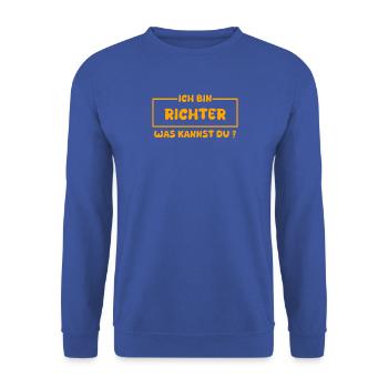 Geschenk für Richter - Unisex Pullover - Royalblau - Vorne - Alina (178cm) & Michal (187cm)