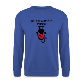Kussi auf die Pussy - Unisex Pullover - Royalblau - Vorne - Alina (178cm) & Michal (187cm)