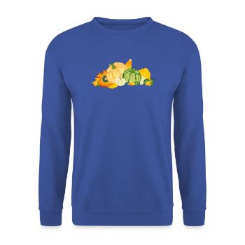 Buntes Zierkürbis-Potpourri – Herbstliche Vielfalt - Unisex Pullover - Royalblau - Vorne - Alina (178cm) & Michal (187cm)
