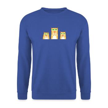 3 Katzen - Unisex Pullover - Royalblau - Vorne - Alina (178cm) & Michal (187cm)