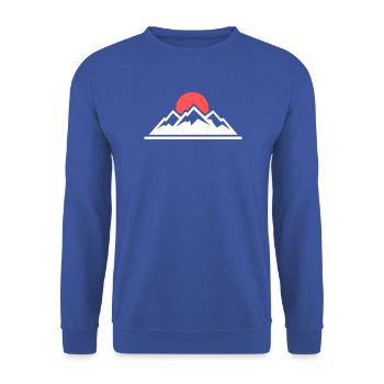 Berge Sonne Wandern Outdoor Alpenverein - Unisex Pullover - Royalblau - Vorne - Alina (178cm) & Michal (187cm)