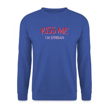 Küss mich, ich bin Serbe - Unisex Pullover - Royalblau - Vorne - Alina (178cm) & Michal (187cm)