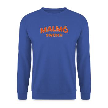 Malmö Schweden Fettdruck-Logo - Unisex Pullover - Royalblau - Vorne - Alina (178cm) & Michal (187cm)