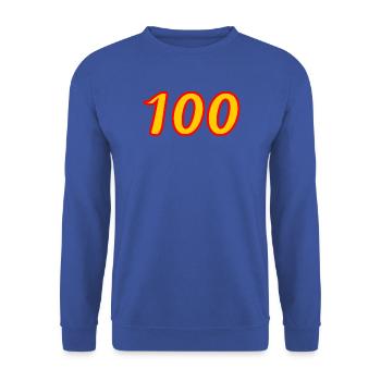 100. 100 JAHRE. 100-JÄHRIGES JUBILÄUM. GEBURTSTAG 100 - Unisex Pullover - Royalblau - Vorne - Alina (178cm) & Michal (187cm)