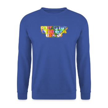 Liftening Theme Inspirierende Typografie - Unisex Pullover - Royalblau - Vorne - Alina (178cm) & Michal (187cm)