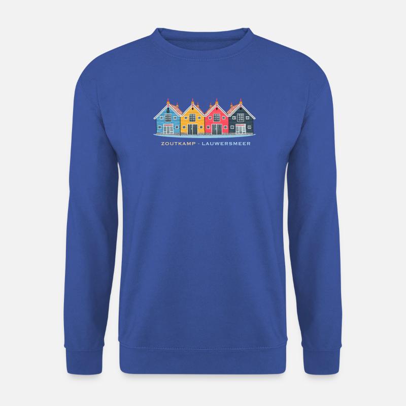 Zoutkamp, Groningen, Niederlande, bunte Häuser - Unisex Pullover - Royalblau