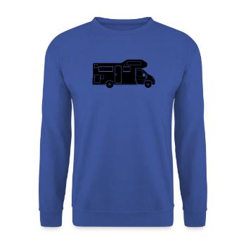 Wohnmobil-Silhouette – schlichtes Camping-Design - Unisex Pullover - Royalblau - Vorne - Alina (178cm) & Michal (187cm)