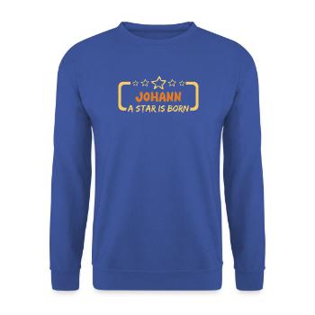 Geschenk für Johann - Unisex Pullover - Royalblau - Vorne - Alina (178cm) & Michal (187cm)