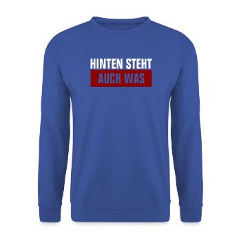Hinten Steht Auch Was - Unisex Pullover - Royalblau - Vorne - Alina (178cm) & Michal (187cm)