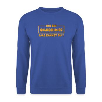 Job Goldschmied - Unisex Pullover - Royalblau - Vorne - Alina (178cm) & Michal (187cm)