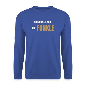 Ich schwitze nicht ich funkele - Unisex Pullover - Royalblau - Vorne - Alina (178cm) & Michal (187cm)