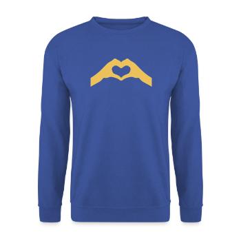 Herz Hände Silhouette - Unisex Pullover - Royalblau - Vorne - Alina (178cm) & Michal (187cm)