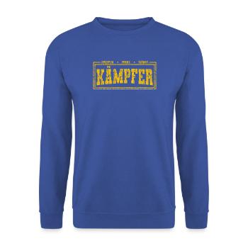 KÄMPFER – Motivation & Durchhaltevermögen - Unisex Pullover - Royalblau - Vorne - Alina (178cm) & Michal (187cm)