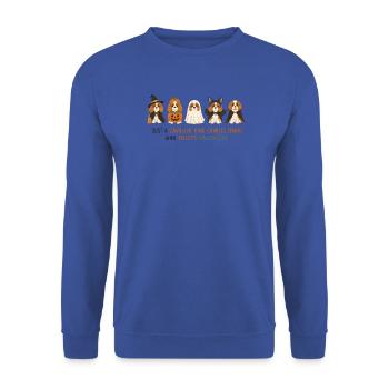 Cavalier King Charles Spaniel Halloween-Crew - Unisex Pullover - Royalblau - Vorne - Alina (178cm) & Michal (187cm)