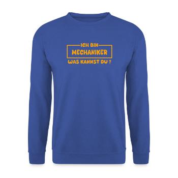 Mechaniker als Job - Unisex Pullover - Royalblau - Vorne - Alina (178cm) & Michal (187cm)