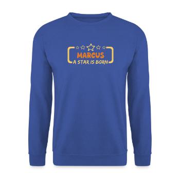 Spruch Marcus - Unisex Pullover - Royalblau - Vorne - Alina (178cm) & Michal (187cm)