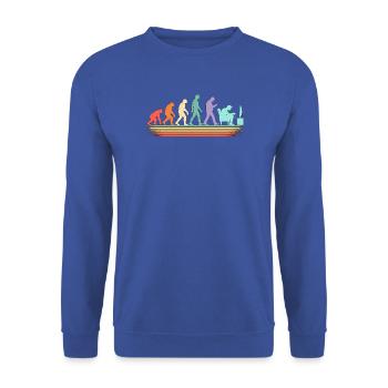 Evolution zum IT-Mitarbeiter - Unisex Pullover - Royalblau - Vorne - Alina (178cm) & Michal (187cm)