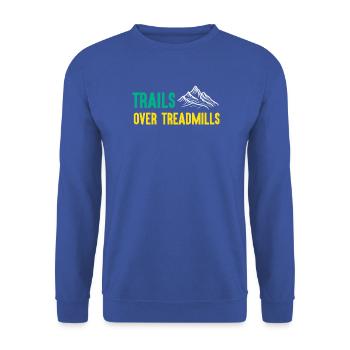 Trailrunning - Trails über Laufbänder - Unisex Pullover - Royalblau - Vorne - Alina (178cm) & Michal (187cm)
