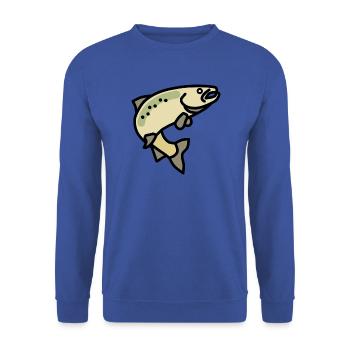 Jumping Salmon - Unisex Sweatshirt - royal blue - Front - Alina (178cm) & Michal (187cm)