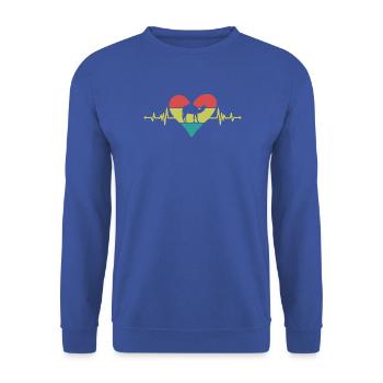 Kamel Herzschlag Herz Retro - Unisex Pullover - Royalblau - Vorne - Alina (178cm) & Michal (187cm)