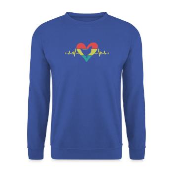 Huhn Herz Retro-Style - Unisex Pullover - Royalblau - Vorne - Alina (178cm) & Michal (187cm)