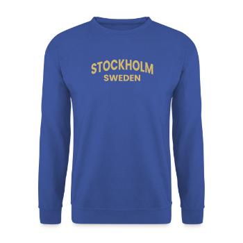 Stockholm – Schweden Textgestaltung - Unisex Pullover - Royalblau - Vorne - Alina (178cm) & Michal (187cm)