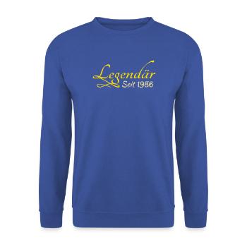 geboren 1986 - Unisex Pullover - Royalblau - Vorne - Alina (178cm) & Michal (187cm)