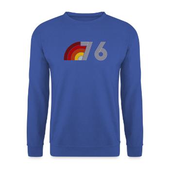 Vintage Astro 50 Year Old Fifties Party 1976 - Unisex Pullover - Royalblau - Vorne - Alina (178cm) & Michal (187cm)