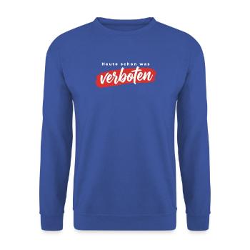 Heute schon was verboten Satire Spruch Pinsel - Unisex Pullover - Royalblau - Vorne - Alina (178cm) & Michal (187cm)
