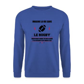 Stellen Sie sich ein Leben ohne Rugby vor: Rugby-Spieler - Unisex Pullover - Royalblau - Vorne - Alina (178cm) & Michal (187cm)