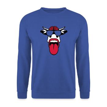 vache cervelle lunette langue tire cerveau - Sweat-shirt Unisexe - bleu royal - Devant - Alina (178cm) & Michal (187cm)