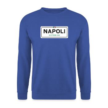 Ortsschild Napoli - Unisex Pullover - Royalblau - Vorne - Alina (178cm) & Michal (187cm)