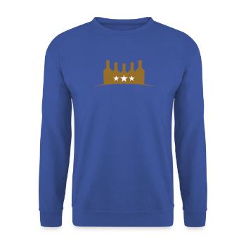 Goldflaschen – Alkohol - Unisex Pullover - Royalblau - Vorne - Alina (178cm) & Michal (187cm)