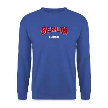 Berlin Germany College Style Stadt Souvenir - Unisex Pullover - Royalblau - Vorne - Alina (178cm) & Michal (187cm)