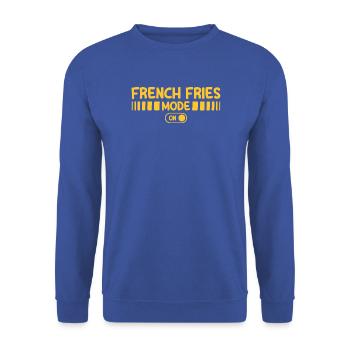 French fries Fritten Pommes - Unisex Pullover - Royalblau - Vorne - Alina (178cm) & Michal (187cm)