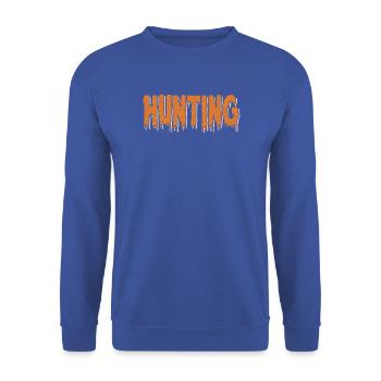 Abenteuerliches Hunted Tierdesign - Unisex Pullover - Royalblau - Vorne - Alina (178cm) & Michal (187cm)