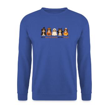 Shetland Sheepdog Halloween Crew - Unisex Pullover - Royalblau - Vorne - Alina (178cm) & Michal (187cm)