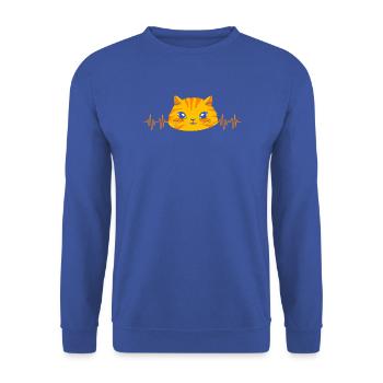 Tabby Katze - Unisex Pullover - Royalblau - Vorne - Alina (178cm) & Michal (187cm)