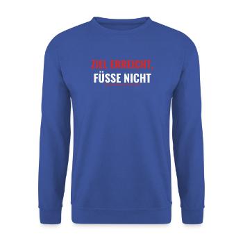 Marathon Geschenkshirt – Ziel erreicht, Füße nicht - Unisex Pullover - Royalblau - Vorne - Alina (178cm) & Michal (187cm)