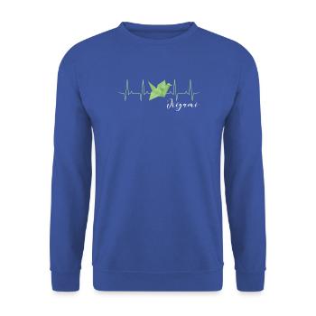 Origami Heartbeat - Unisex Pullover - Royalblau - Vorne - Alina (178cm) & Michal (187cm)