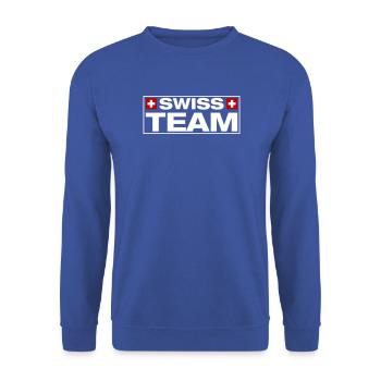 Team Swiss Schweiz - Unisex Pullover - Royalblau - Vorne - Alina (178cm) & Michal (187cm)