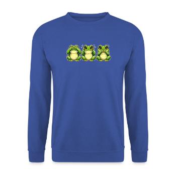 Drei Frösche See Hear Speak lustiges Motiv - Unisex Pullover - Royalblau - Vorne - Alina (178cm) & Michal (187cm)