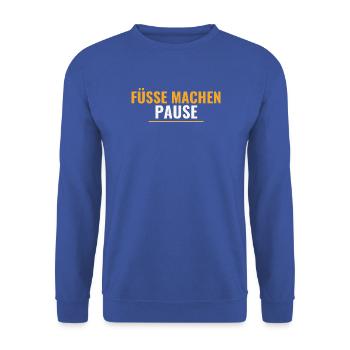 Füße machen Pause – Geschenk fürs Finish, Läufer - Unisex Pullover - Royalblau - Vorne - Alina (178cm) & Michal (187cm)