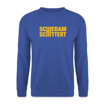 Schiedam Schittert - Offizielles Merchandise - Unisex Pullover - Royalblau - Vorne - Alina (178cm) & Michal (187cm)