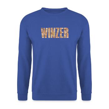 Winzer – Korken Design - Unisex Pullover - Royalblau - Vorne - Alina (178cm) & Michal (187cm)