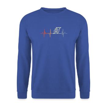 Herzschlag Waldhorn - Unisex Pullover - Royalblau - Vorne - Alina (178cm) & Michal (187cm)