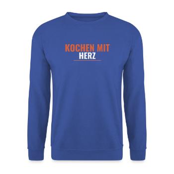 Kochen mit Herz. - Unisex Pullover - Royalblau - Vorne - Alina (178cm) & Michal (187cm)