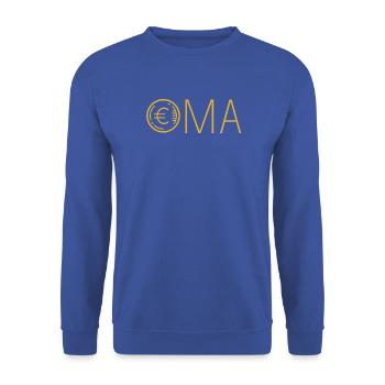 Oma mit Euro-Münze – Gold - Unisex Pullover - Royalblau - Vorne - Alina (178cm) & Michal (187cm)