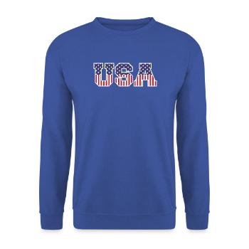 College USA Font Red White Blue Stars And Stripes - Unisex Sweatshirt - royal blue - Front - Alina (178cm) & Michal (187cm)