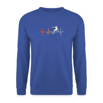 Surfer Mädchen Retro Herzklopfen - Unisex Pullover - Royalblau - Vorne - Alina (178cm) & Michal (187cm)